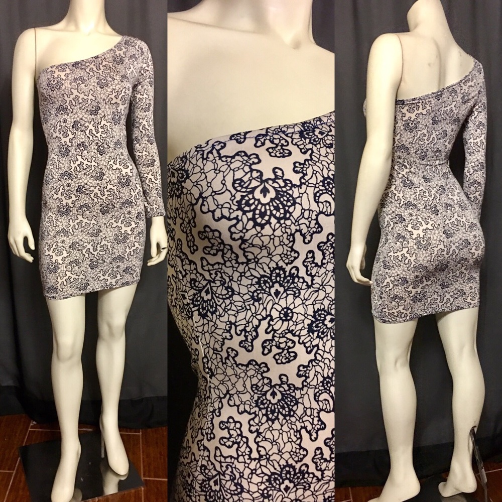 Bodycon blue mini one long sleeve dress